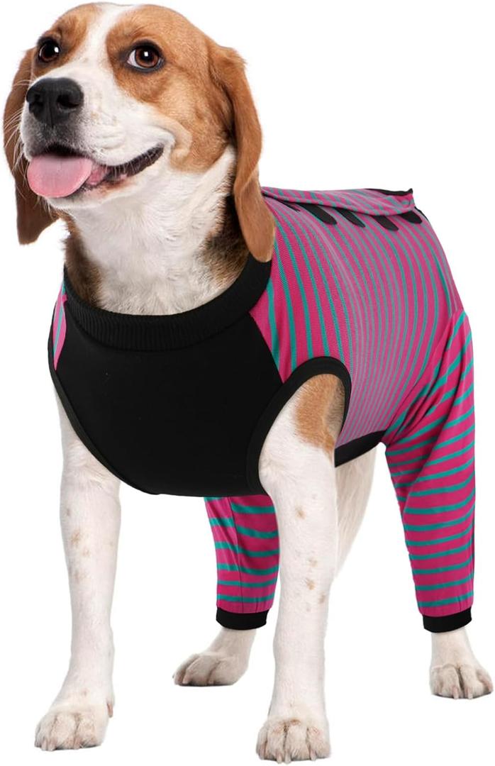 Kuoser Dog Recovery Suit for Back Legs,Soft Dog Surgery Suit with Dog Pants to Stop Licking,Dogs Recovery Sleeve Elbow Protector Pet Surgical Onesie for Abdominal Wounds Dogs Cone Alternative, Rose, M