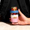Overnight Oats Containers with Lids Breakfast Prep CupDual-Layer Pudding JarPortable Salad ContainerSnack Storage Jar (Gray/Pink, 10oz+2oz, 2Pcs)