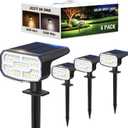 Solar Spot Lights Outdoor Waterproof IP65,4 Pack,2CCT(3000K/6500K),4 Lighting Modes Selectable, Solar Powered Yard Garden Solar Spot Lights for Outside Landscape Auto On/Off (2CCT-Warm&Cool)