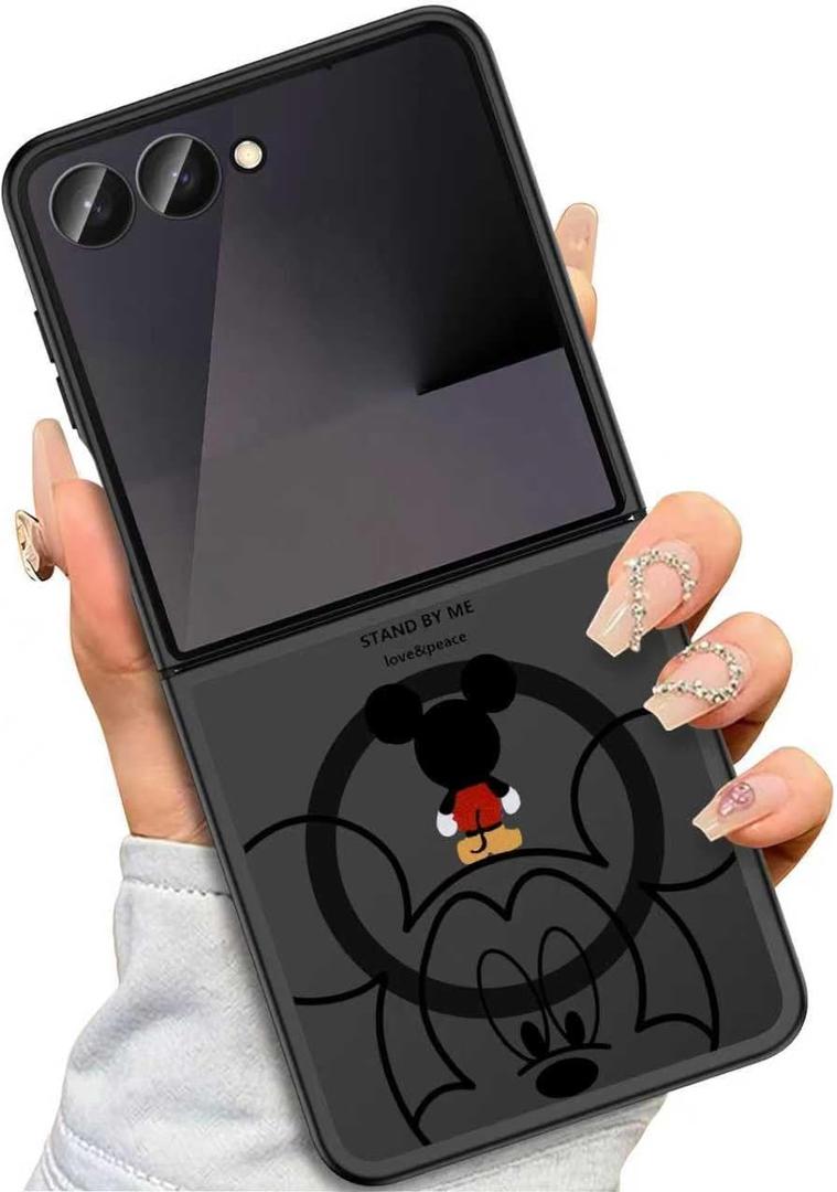 Threehundred for Samsung Galaxy Z Flip 7 Case Magnetic [Compatible with MagSafe], Cute Aesthetic Design Translucent Matte Military Grade Protection Hard Rugged Phone Case for Girls Women - Black