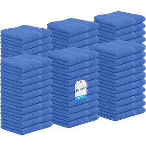 Avalon Towels Cotton Washcloths (Pack of 60) Size 12x12 Inches, 100% Ring Spun Cotton, Soft & Absorbent Face Towels, Gym Towels, Hotel and Spa Quality, Reusable Fingertip Towels (Blue)