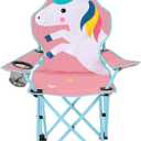 KABOER Kids Outdoor Folding Lawn and Camping Chair with Cup Holder and Carrying Bag, Children's Camping Chairs (Unicorn)