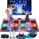 FWFX Dance Mat for TV Games - Wireless Musical Electronic Dance Pad for Kids & Adults, 2-Player Indoor Active Exercise Game for Family Parties, Birthday for Boys and Girls (65.4" x36.6", Grey)