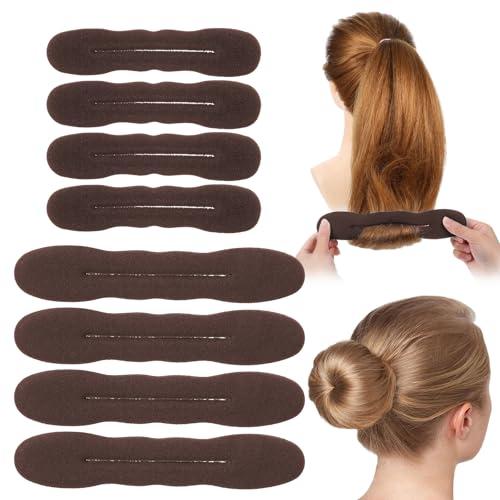 8 Pcs Hair Bun Maker Sponge Hair Buns Shaper Magic Snap Roll Sponge Curler Clips Foam Sponges Buns Hairs Styling Accessories Easy Bun Twister for Ballet French Twist Long Thin Curly Straight Wavy