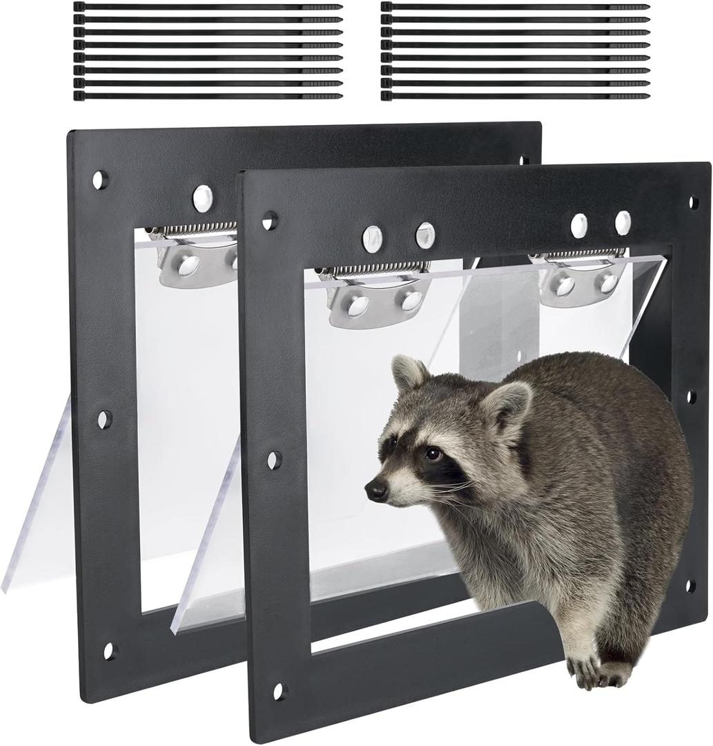 Raccoon One Way Door 2PCS Contactless Animal Excluder Trap for Squirrels, Skunks, Possums One Way Eviction Door Easy to Install for Attics, Under Decks, Farm and Chimneys