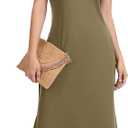 Nfsion Women Year-Round Summer Casual Sleeveless V Neck Loose Split Wrinkle-Free Long Maxi Vacation Dress with Pockets (XXL)