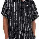 Mens Button Down Short Sleeve Shirt Casual Button Up Dress Shirts for Men Beach Summer Tops with Pocket (XXL)