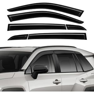 Rain Guards Compatible with Toyota RAV4 2026 2027, Tape-on Durable Side Sun Wind Window Deflectors, 2026-2027 RAV4 Rain Guard Black 6 PCS