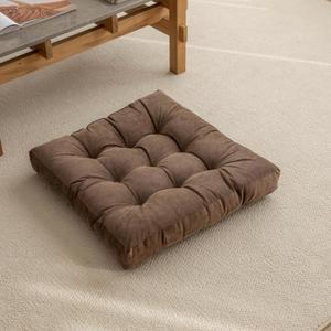 Floor Pillow, Square Floor Seating Pillow Cushion, Meditation Yoga Seat Kneeling Pillows Cushions Mat Pad, Solid Thick Tufted for Living Room, Balcony, Outdoor, 21.7x21.7 Inch (Coffee)