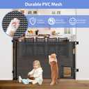 Retractable Baby Gates with Door 55" Wide Retractable Dog Gate with Pet Door Outdoor Retractable Gate for Dogs Mesh Baby Gate Retractable Pet Gate with Cat Door Retractable Child Gates for Doorways