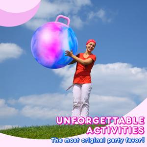 Lewtemi Hopper Ball, Hopping For Adults, 18 Inch Bouncing Ball Hippity With Handle Rubber Hop, Jumping Exercise With Air Pump For Outdoors Games(Gradient Purple,22 Inch)