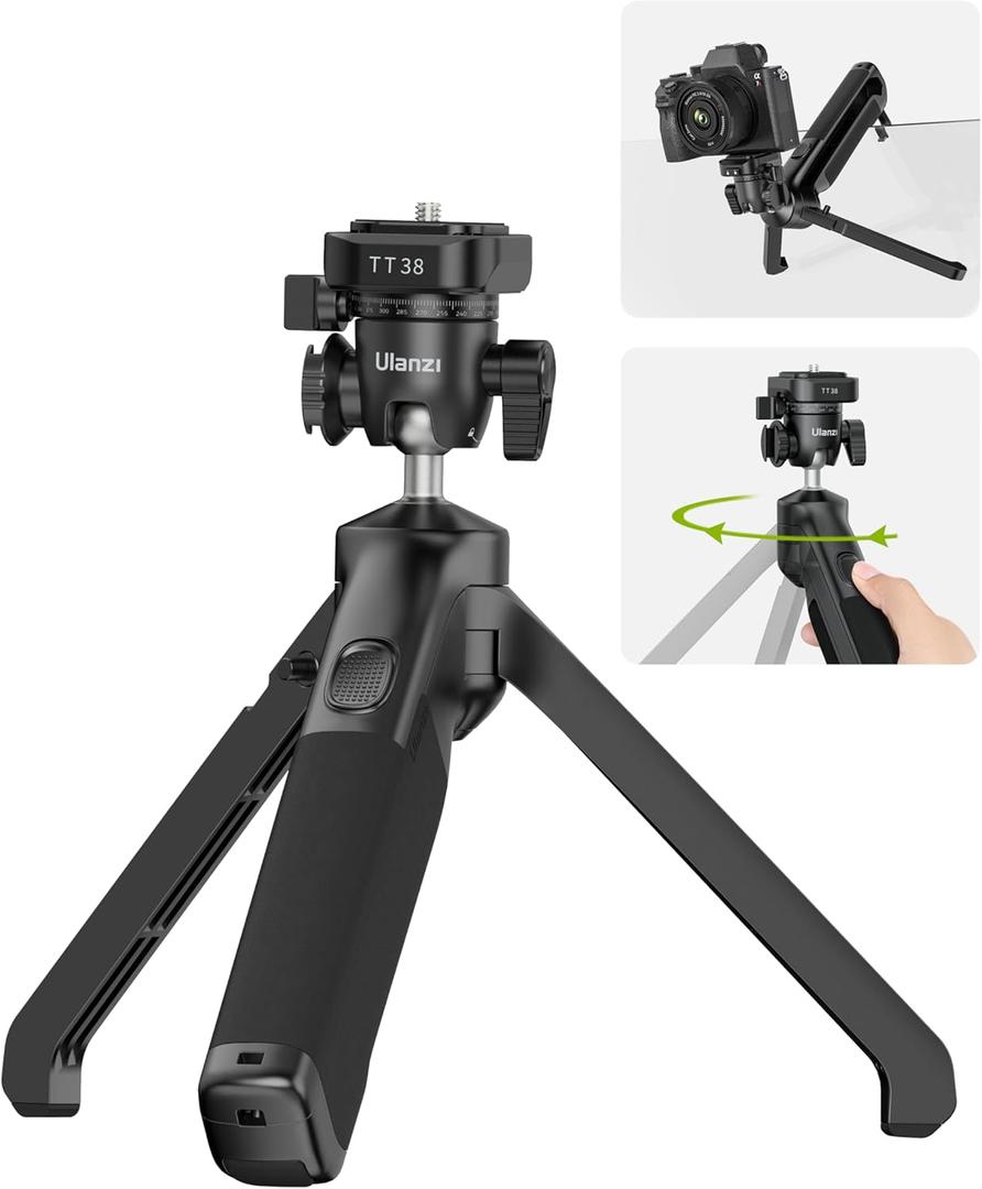 ULANZI TT38 Mini Tripod for Camera, One-Click Open Tabletop Camera Tripod Small Portable Stand with Uka F38 Quick Release, Travel Stand Compatible with DJI OSMO Pocket 3/OSMO 360/Insta360 x5/Xtra/Sony