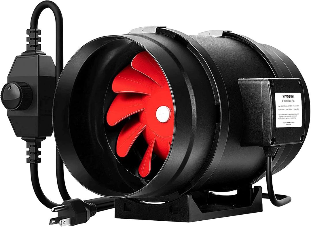 VIVOSUN R8 8 Inch 720 CFM Inline Duct Ventilation Fan with Variable Speed Controller for Grow Tent, 8" Basic