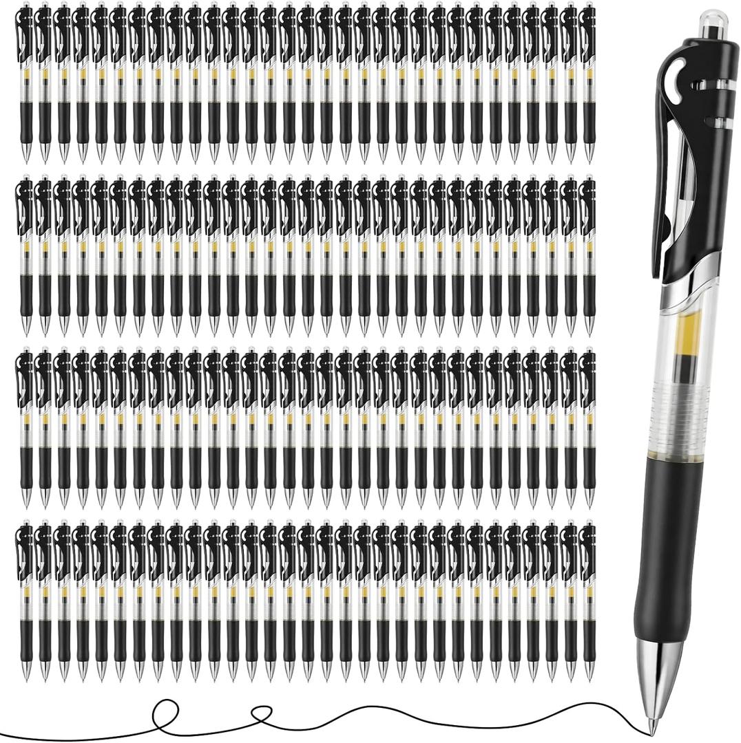200 Pack Black Ink Retractable Ballpoint Pen 1.0 mm Point Smooth Writing Click Pens for Office Supplies Journal Writing