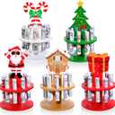 Thyle 5 Pcs Christmas Money Holder Ornaments for Cash Gift Holders with 10 Holes Wooden Balloon Cake Christmas Money Banks Tree Santa Claus Ornaments Holiday Party(Elegant Style)