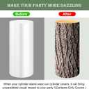 SaitiMade Set of 3 - Wood Cylinder Pedestal Stand Covers, Spandex Wooden Texture Cylinder Stand Covers for Party, Wedding or Birthday Event Decor - Only Contains Cylinder Covers