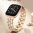 Wearlizer Metal Bracelet Compatible with Apple Watch Bands for Women 40/38/41/42mm (Series 11/10), Gold Dressy Designer Jewelry Enamel Stainless Steel Strap for iWatch Band SE Series 9/8/7/6/5/4/3/2/1