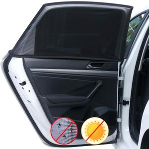 Upgraded Car Rear Side Window Shades, Breathable Mesh Stretch Window Covers Screens for Camping, UV Protection, Block Sun Glare,Privacy Protection,Fit for 97% of Cars -2 Pack