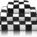Peryiter 3 Pcs Bath Towels Set Black and White Checkerboard Coral Fleece Bathroom Towel Lightweight Soft Quick Dry Wash Cloth for Home Gym Spa Beach Accessories