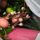 Riceshoot 3 Set Easter Table Centerpiece Artificial Egg Picks with Metal Pots Easter Sprays with Eggs Berries Eucalyptus Flowers Plants for Spring Home Decor(Blue, Pink, Yellow)