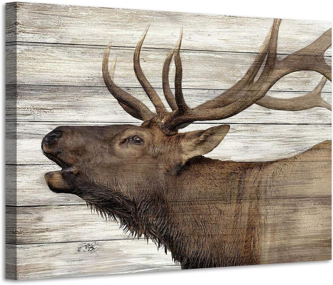 ARTISTIC PATH Elk Pictures Canvas Wall Art: Wildlife Animals Artwork Print on Wrapped Canvas Paintings for Living Room (36''W x 24''H,Multi-Sized) (Deer)