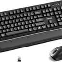 Wireless Keyboard and Mouse Combo with Wrist Rest, 2.4G Full-Sized Keyboard and Mouse Cordless, 3 DPI Adjustable Silent Mouse, Dual-System Keyboard for Computer/Laptop/Windows/Mac (Black)