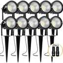 Low Voltage Landscape Lighting: 10W 1000LM LED Landscape Lights Outdoor 2700K Warm White Spotlights with IP65 Waterproof for Yard Garden | 10 Pack of 12V/24V Low Voltage Lights with Connectors