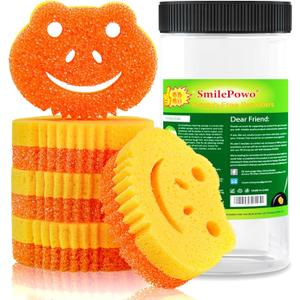 SmilePowo 5 Pack Scrub Sponge, Dual-Sided Temperature Controlled Kitchen Sponge for Dishes, Frog Bulk Sponges Household Cleaning Pads,Multi-Functional Premium Cleaning Sponges