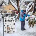 2 x Winter Snowman Let it Snow Garden Flag 12 x 18 Inch Merry Christmas Double Sided Linen Yard Flag Outside Farmhouse New Year Xmas Holiday Decor