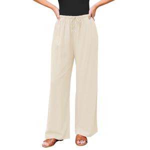 GRAPENT Wide Leg High Waisted Pants for Women Beige Wide Leg Pants for Women Light Beige Size Medium US 8 to 10 (M)
