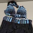 Zando Women's Two Piece Halter Swimsuit Athletic Push Up Bikini Set Swimwear with Boyshorts Sporty V Neck Bathing Suit (6-8)