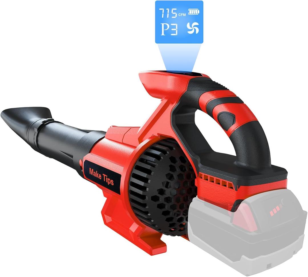 Cordless Leaf Blower for Milwaukee M18 Battery (Tool Only) Powerful Brushless Motor Delivers Up to 715 CFM & 150 MPH, 3-Speed LED Display Control, Lightweight Design for Yard, Lawn, Driveway, Snow
