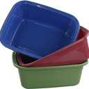 Ramddy 12 Quart Plastic Dishpan/Basin, 14" x 11" x 5.12", Set of 3