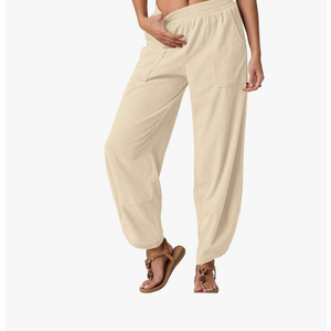 Womens Wide Leg Harem Pants Palazzo Boho Casual Loose Elastic Waist 2025 Travel Vacation Outfits with Pockets Size XL