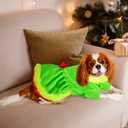 Christmas Dog Costume Red Green Dog Outfit Lime Green Pet Outfit Velvet Furry Pet Costume Cosplay Christmas Dogs and Cats Clothes for Holiday Party Favors(Small) (Small Neck:18.5'' Chest:18.1")