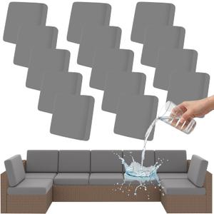Smiry Waterproof Patio Cushion Covers, Stretch Outdoor Couch Slipcovers Replacement Washable Furniture Protector Sofa Chair Seat Cover for Dogs and Pets (14 Pcs, Grey)