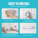 2Pc 16 Inch Grab Bars for Bathtubs and Showers Safety,No Drill Shower Grab Bar with Strong Suction Cups.Portable Bathtub Handle for Seniors