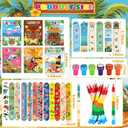 72 Pcs Hawaiian Luau Coloring Set Party Favors, Summer Bag Stuffers, Tiki Beach Pool Party Decorations, Luau Birthday Classroom Gifts for Hawaiian Tiki Pinata Supplies