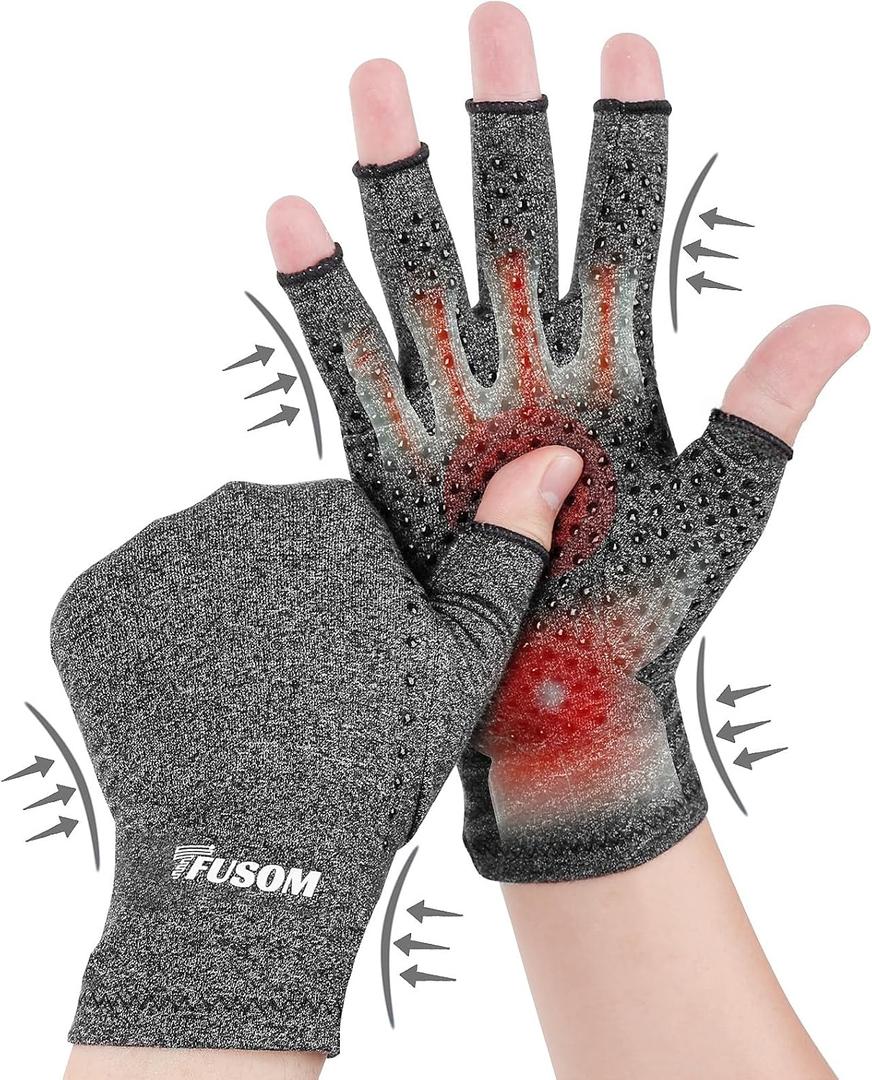 Compression Gloves Arthritis Gloves for Women for Pain,Fingerless Compression Wrap for Hand Pain and OsteoarthritisAnti-SlipUnisex,M,DarkGrey