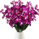 Orchids Artificial Flowers 10 PCS Fake Orchid Silk Flowers 27 Inches Faux Orchid Artificial Orchid Artificial Flowers for Decoration for Wedding Dinning Home Restaurant (Fuchsia)