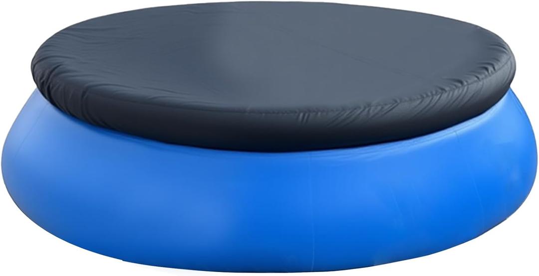 15 FT Round Inflatable Pool Cover, Outdoor Swimming Pool Cover, Dustproof Waterproof Prevent Leaves, Prevent from Debris Pool Cover, Elastic Bands for Easy Installation(Black) (13'8" (Round))