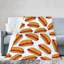 Hot Dog Food Throw Blanket Super Soft Warm Bed Blankets for Couch Bedroom Sofa Office Car, All Season Cozy Flannel Plush Blanket for Girls Boys Adults, 50"X40"