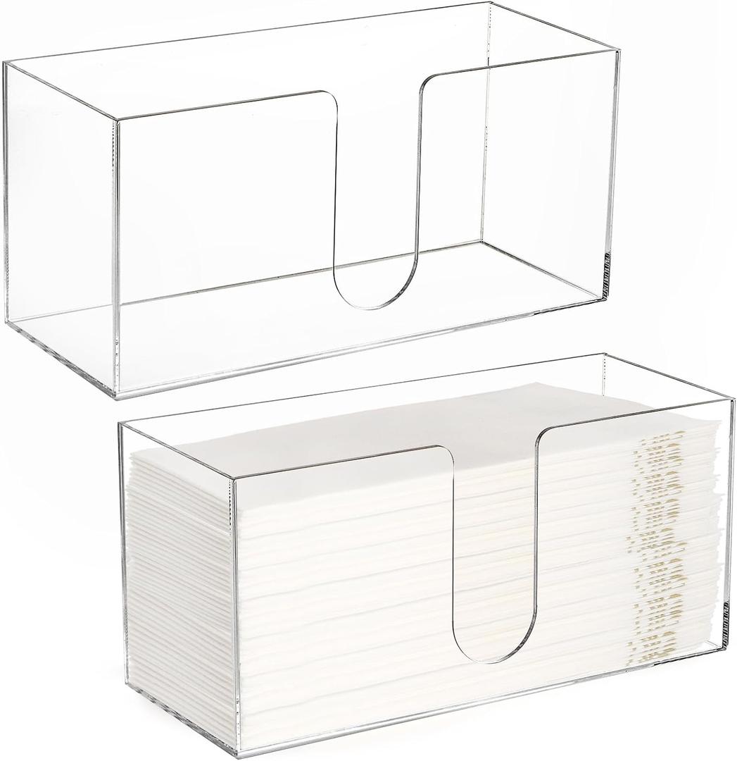 ZAVOOS 2 Pack Acrylic Paper Towel Holder, Folded Countertop Z-fold C-fold Trifold Napkin Dispenser, Clear Hand Towel Storage Holder Tray for Bathroom, Kitchen, Restaurant