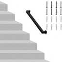 RECTOO 2FT Square Stair Railing Indoor, Black Wall Mount Handrail for Staircase, 440lbs Load Capacity Non-Slip Metal Handrail, Heavy-Duty Carbon Steel Grab Bar for Steps and Porch