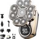 2025 New Bawldy 9.0 Shaver, Bawldy Pro Head Shaver, 9D Floating Blade Heads, Intelligent LED Display IPX7 Waterproof Wet Dry Shaving, Rechargeable Cordless Razor (1 Set Silver)