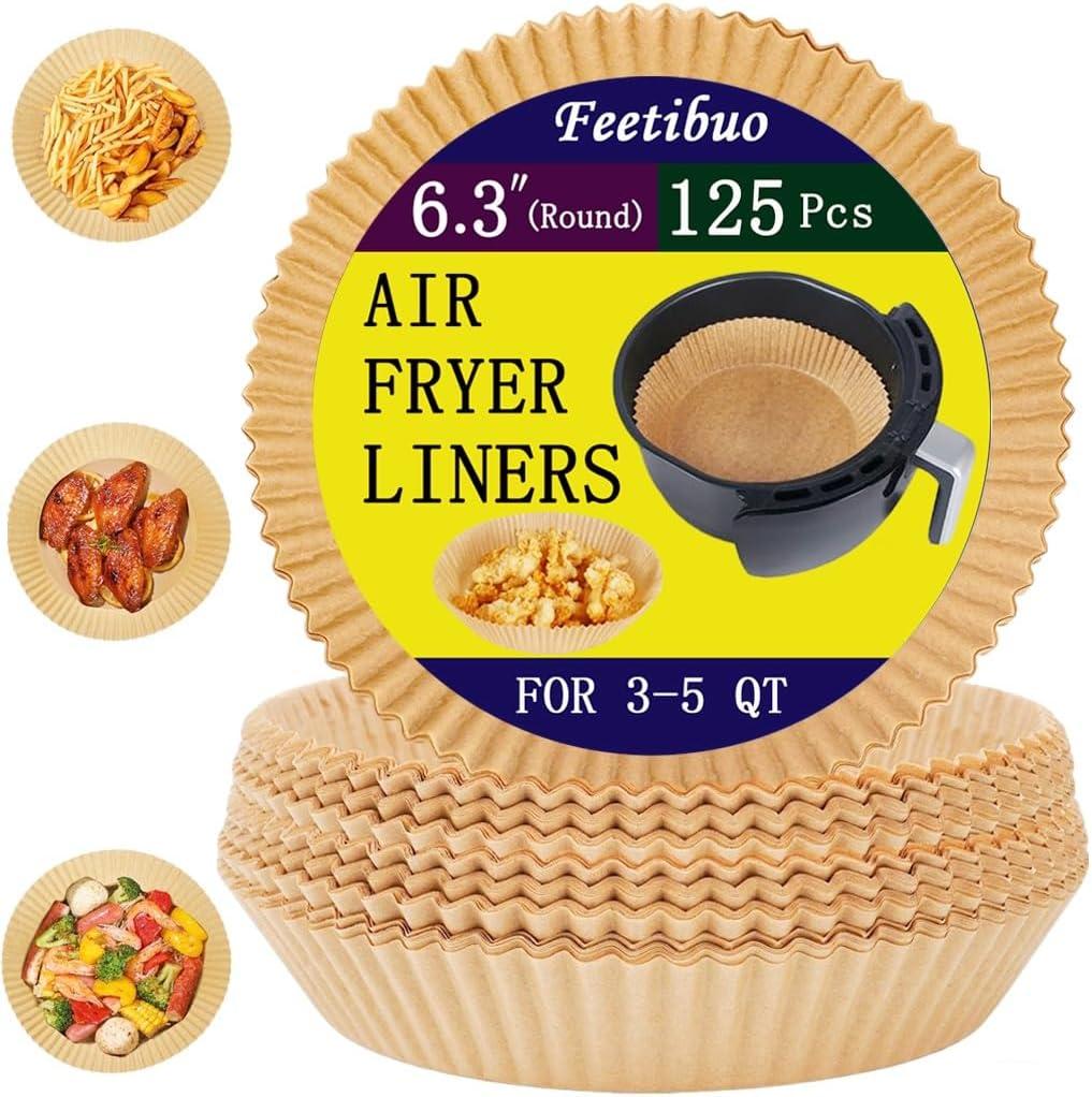 2 x parchment paper for air fryer, 6.3inch round air fryer liners disposable,125PCS Non-stick parchment paper sheets for 3-5QT airfryer liners, Baking, Roasting Microwave