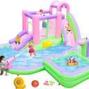 Inflatable Water Slide for Kids Aged 3-10, Water Bounce House with 2 Slides, 2 Splash Pools, 180 x 175 x 80 inches, Blow Up Water Park with 520W Blower, Bouncy Castle for Backyard