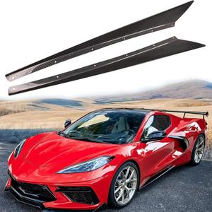 Side Skirt Fit for Corvette C8 Z51 Stingray 2020-2025 Carbon Fiber Painted Rocker Panel Extension Nerf Bar Protection ABS Decoration