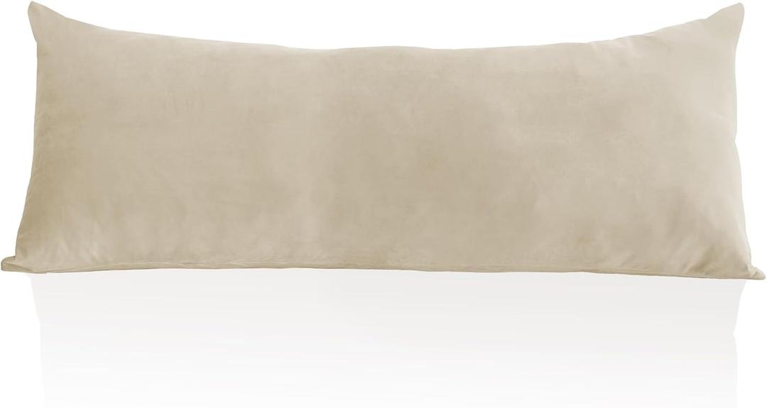 StangH Beige Velvet Body Pillow Cover Super Soft Large Pillowcase for Pregancy/Baby, Home Decoration for All Seasons Sofa Bedroom Theater, 20 x 54-inch, 1 Piece