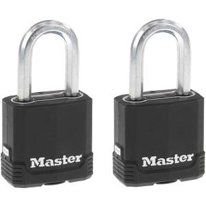 Master Lock Magnum Heavy Duty Outdoor Padlock with Key, Weather Resistant Body and Cut Safe Shackle Make Lock Perfect for Fences, Gates, Sheds, 2 Pack, M115XTLF, Black